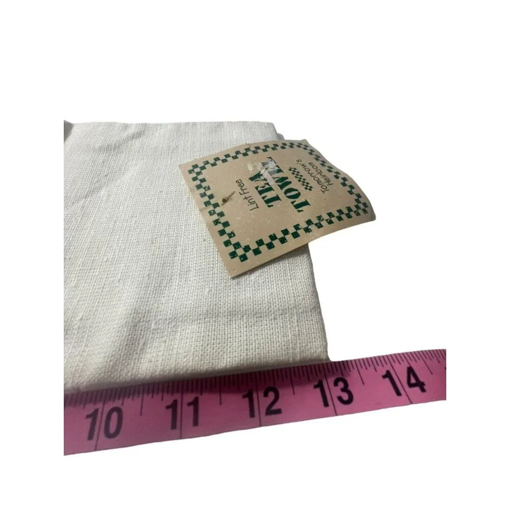 NOS Vintage‎ Lint Free Hand Tea Towel Embroidered Floral Sunflower Tan Beige